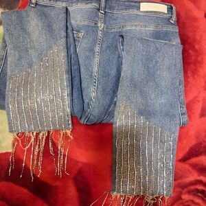AKIRA Blue Jeans with Silver Embellishments